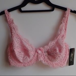 Rene Rofe 34B NWT Pink Lace Underwire Bra Bralette